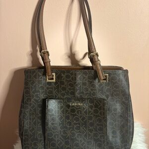 Calvin Klein Brown Monogram Tote Bag